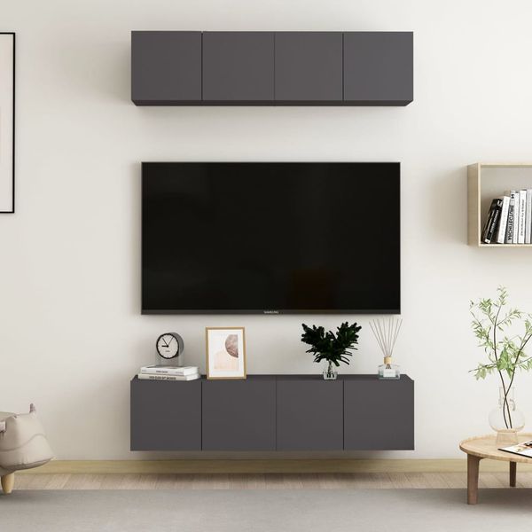 vidaXL TV skrinky 4 ks, sivé 60x30x30 cm, kompozitné drevo