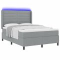 vidaXL LED box s pružinami s matracmi Svetlosivá 160 x 200 cm látka