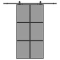 vidaXL Posuvné dvere s kovaním čierne 102,5x205 cm tvrdené sklo
