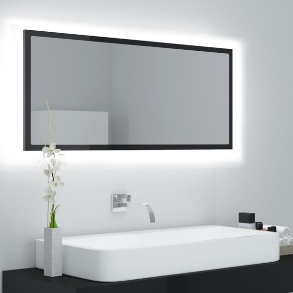 vidaXL LED kúpeľňové zrkadlo lesklé čierne 100x8,5x37 cm akryl
