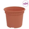 vidaXL Kulatý kvetináč 24 ks Tehlovo červená Ø 12,5 x 10 cm Plast