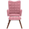 Hojdacie kreslo vidaXL so stoličkou Pink Velvet