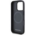 Puzdro Mercedes pre iPhone 16 Pro Max 6,9" MEHMP16X23RBGVV Hardcase MB imitácia dreva Koža MagSafe tmavomodrá