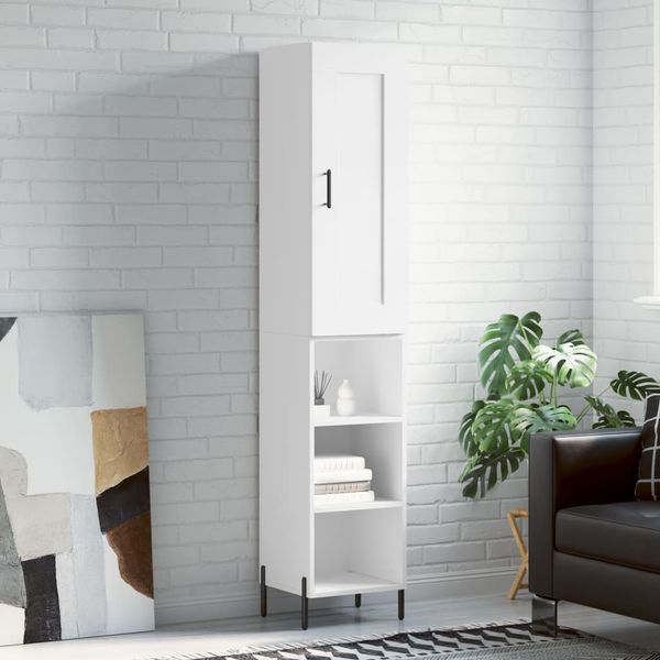 vidaXL Vysoká skrinka biela 34,5x34x180 cm spracované drevo