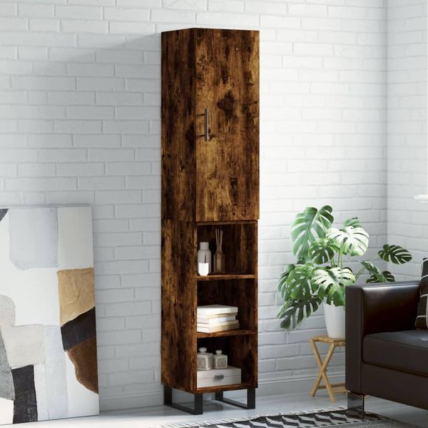 vidaXL Vysoká skrinka dymový dub 34,5x34x180 cm spracované drevo