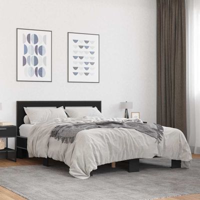 vidaXL Posteľný rám čierny 120x200 cm kompozitné drevo a kov