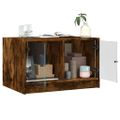 vidaXL Konferenčný stolík sklenené dvierka dymový dub 68x50x42 cm