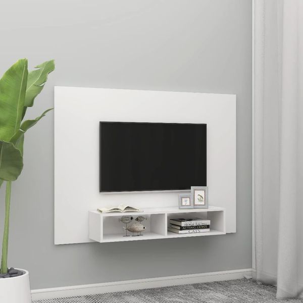 vidaXL Nástenná TV skrinka biela 135x23,5x90 cm spracované drevo