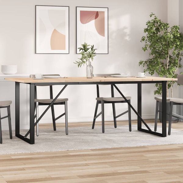 vidaXL Jedálenský stolík v tvare O 200x100x75,5 cm borovica a oceľ