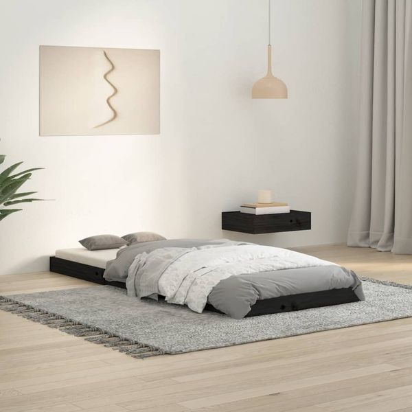 vidaXL Rám postele čierny 75x190 cm malé jednolôžko masívna borovica