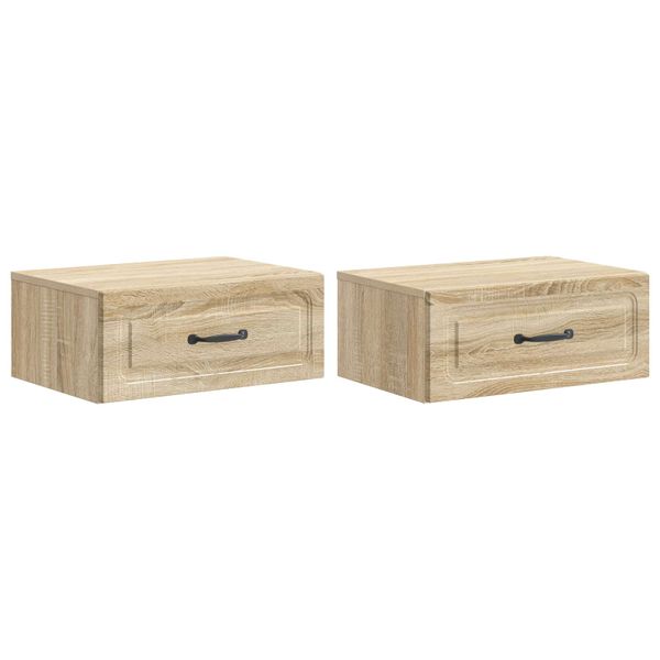 vidaXL Nástenná nočná skrinka 2 pcs Dub sonoma 49 x 34,5 x 20 cm