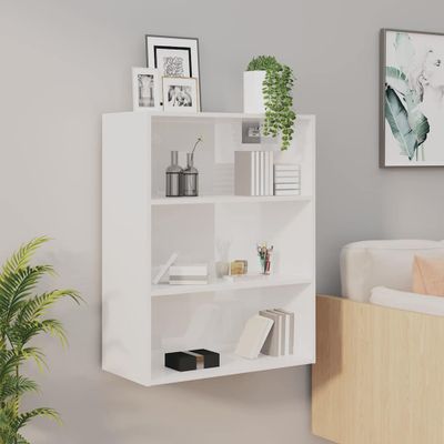 vidaXL Závesná nástenná skrinka lesklá biela 69,5x32,5x90 cm