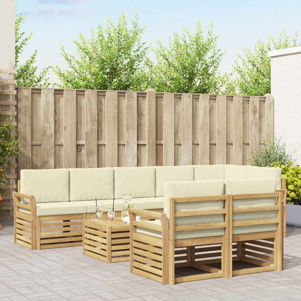vidaXL Záhradná súprava gaučov 9 pcs Biela a krémová 59 x 59 x 37 cm