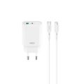 XO sieťová nabíjačka CE30 PD 30W 1x USB-C 1x USB biela + kábel USB-C - Lightning