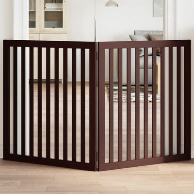 vidaXL Brána pre psa skladacia 2 panely hnedá 160 cm topoľové drevo