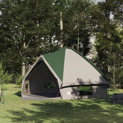 vidaXL Teepee stan pre 10 osôb Zelená a biela 567 x 470 x 242 cm