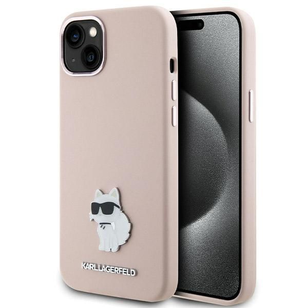 Karl Lagerfeld obal pre iPhone 15 Plus 6,7" KLHCP15MSMHCNPP ružový HC SILIKÓN C KOVOVÝ KOLÍK