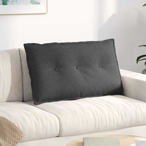 vidaXL Poduška na chrbát Tmavo šedá 80 x 50 cm Kordúrová tkanina