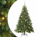 vidaXL Umelý vianočný stromček s 300 LED-i Zelená 180 cm PE a PVC