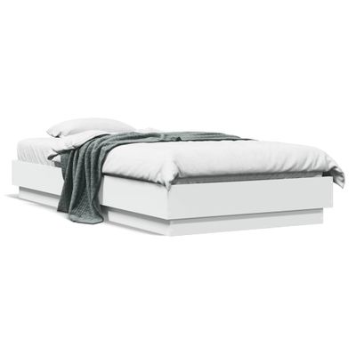 vidaXL Posteľný rám s LED svetlami biely 75x190 cm