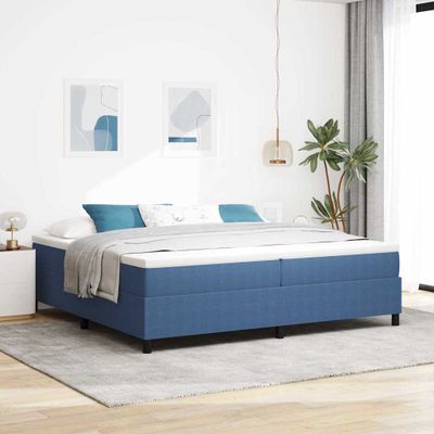 vidaXL Posteľ s pružinovým rámom Modrá a biela 200 x 200 cm