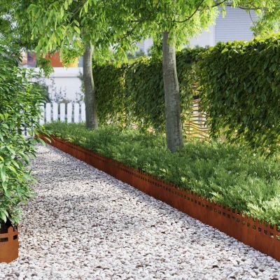 vidaXL Obrubníky trávnika 20 ks 103 x 0,05 x 22 cm Hrdzavý