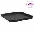 vidaXL Štvorcový kvetinový podnos 24 ks Čierna 32 x 32 x 2,5 cm Plast