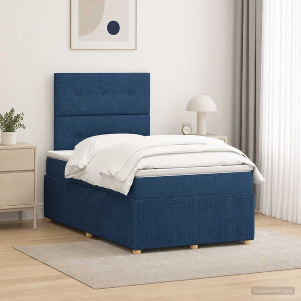 vidaXL Posteľ boxspring s matracom Modrá 120 x 200 cm Látka