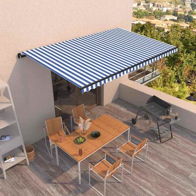 vidaXL Ručne zaťahovacia markíza 500x350 cm modrá a biela