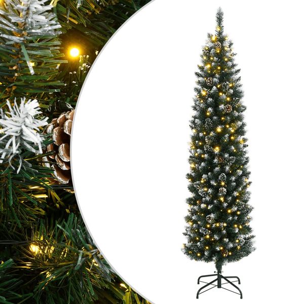 vidaXL Umelý úzky vianočný stromček s 300 LED 240 cm