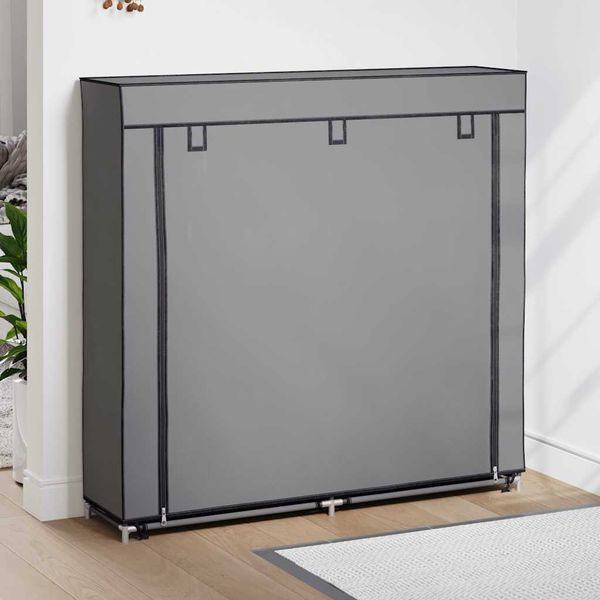 vidaXL Regál na topánky s krytom, sivý 115x28x110 cm, látka