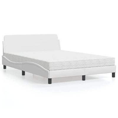 vidaXL Posteľ s matracom Dover biela 140x190 cm umelá koža