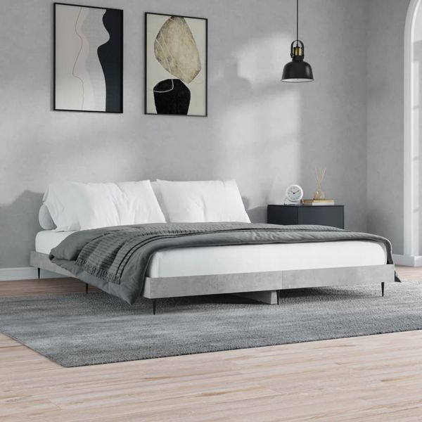 vidaXL Posteľný rám betónový sivý 150x200 cm kompozitné drevo
