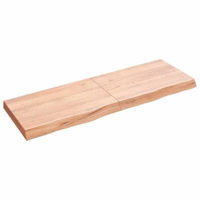 vidaXL Nástenná polica bledohnedá 120x40x(2-6) cm ošetrený masívny dub