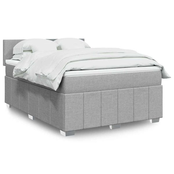vidaXL Boxspring posteľ s matracom bledosivá 140x200 cm látka