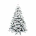 vidaXL Umelý vianočný stromček s 300 LED-i Biela 180 cm PE a PVC