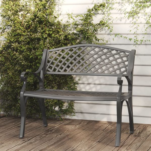 vidaXL Záhradná lavička 102 cm odlievaný hliník čierna