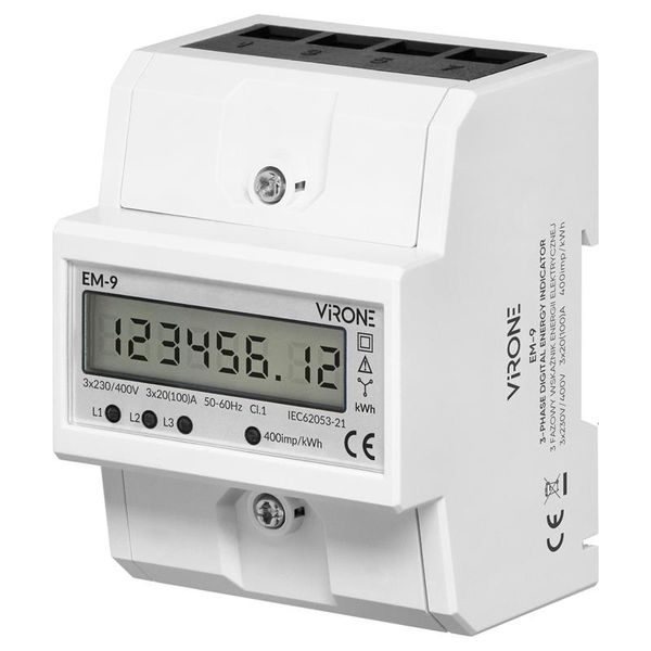 Elektromer 3F na DIN lištu trojfázový VIRONE EM-9 digitálny