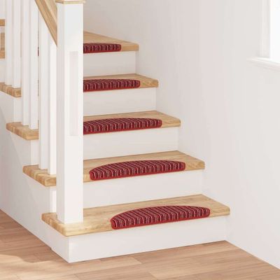 vidaXL Samolepiace schodové rohože 15 pcs Červená 56 x 17 x 3 cm