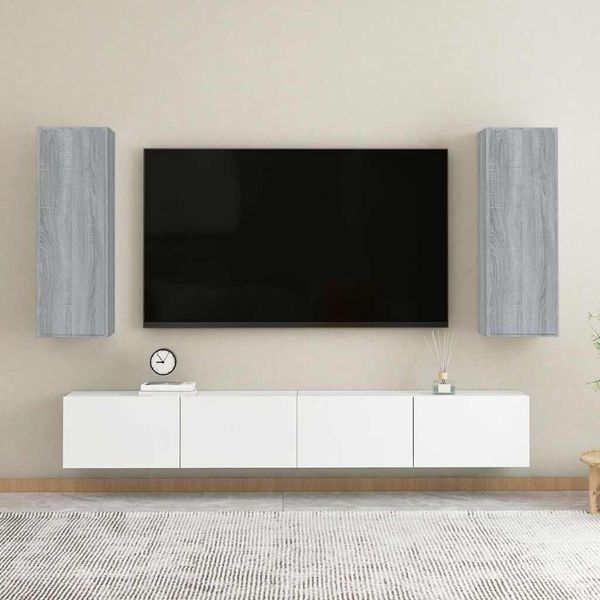 vidaXL TV skrinky 2 ks sivé sonoma 30,5x30x90 cm spracované drevo