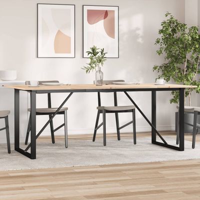 vidaXL Jedálenský stolík v tvare O 200x100x75 cm borovica a oceľ