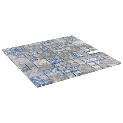 vidaXL Mozaiková dlažba 11 pcs Sivá a modrá 50 x 50 cm Sklo