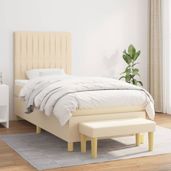 vidaXL Boxspring posteľ s matracom krémová 100x200 cm látka