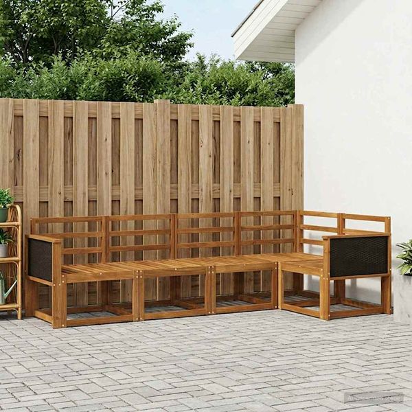 vidaXL Záhradná súprava gaučov 5 pcs Prírodná Pevné akáciové drevo