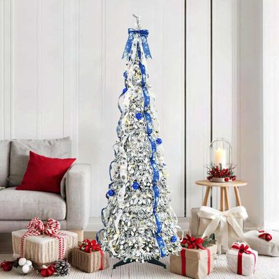 vidaXL Umelý vianočný stromček s 150 LED-i Biela 180 cm PVC