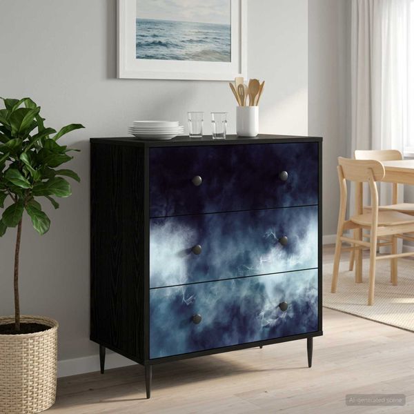 vidaXL Příborník RAALTE Modrý mramorový vzor 66 x 36,5 x 76 cm