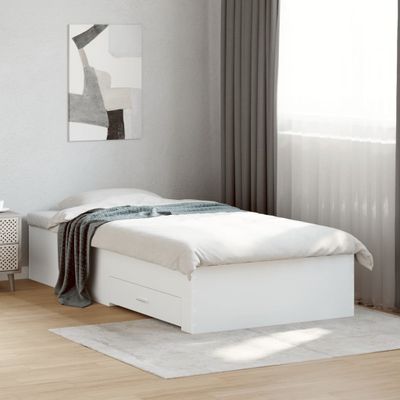 vidaXL Posteľný rám so zásuvkami biely 90x200 cm kompozitné drevo