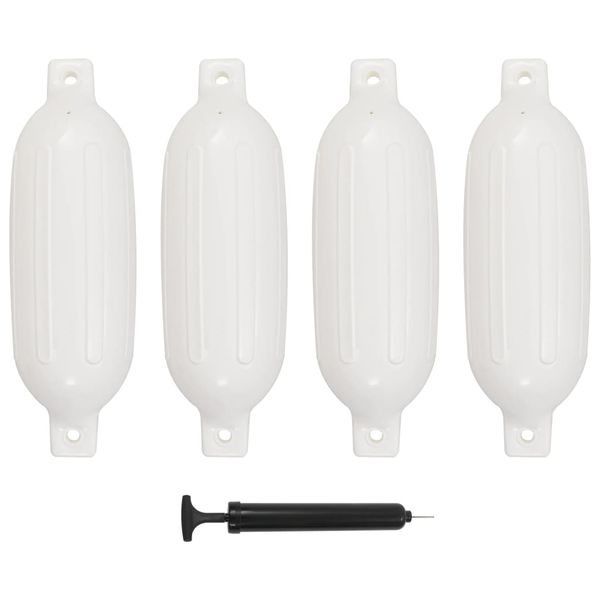 vidaXL Lodný nárazník 4 ks, biely 58,5x16,5 cm, PVC