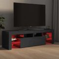 vidaXL TV skrinka s LED svetlami, lesklá sivá 140x36,5x40 cm