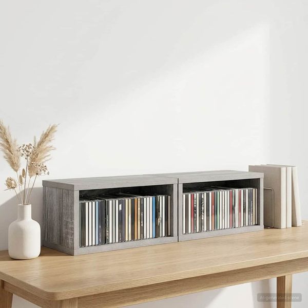 vidaXL Roh na skladovanie CD 2 ks Sivý Sonoma 40 x 17 x 17 cm